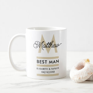 Mug Noir et or moderne Ajouter nom et monogramme Best