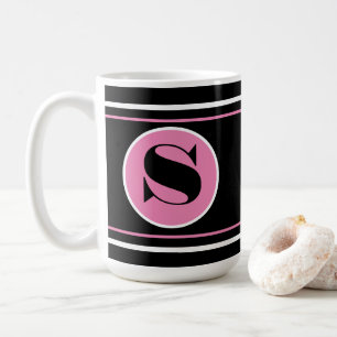 Mug Noir et rose Personnaliser Monogramme moderne