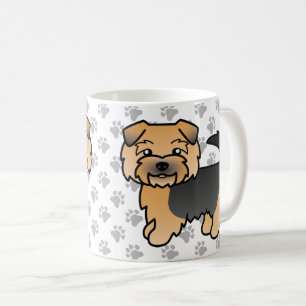 Mug Noir Et Tan Norfolk Terrier Cartoon Chien Et Pâtes