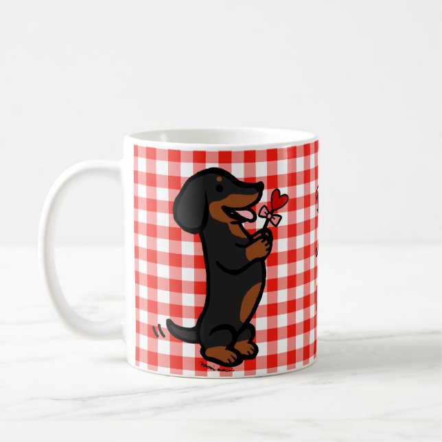 Mug Noir et teckel d'une chevelure lisse bronzage (Gauche)