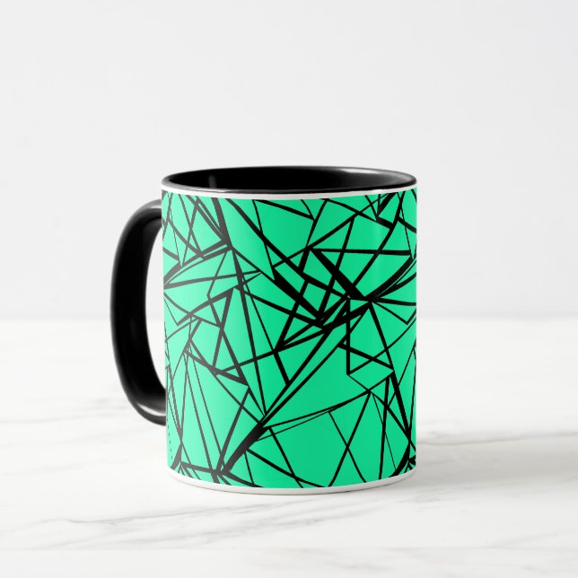 Mug Noir et turquoise abstrait (Devant gauche)