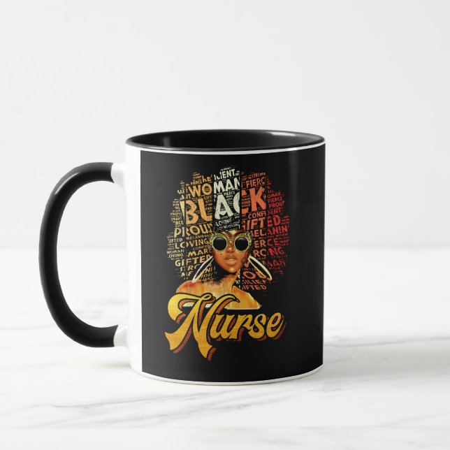 Mug Noir forte infirmière Afro Melanin Africain-Améric (Gauche)
