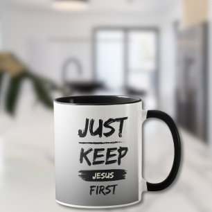 Mug Noir Gardez Jésus en premier