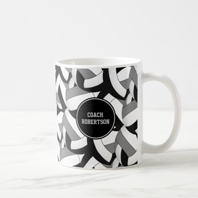 Mug noir gris couleurs de l'école volleyball entraîneu (Droite)