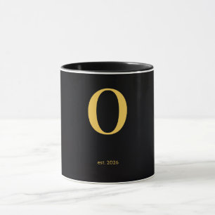 Mug noir lettre O dorée Mug à monogramme minimal