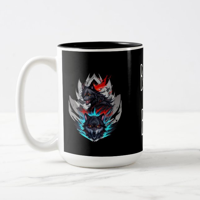 MUG NOIR, MAUVAIS GARÇON avec motif Loups (Gauche)