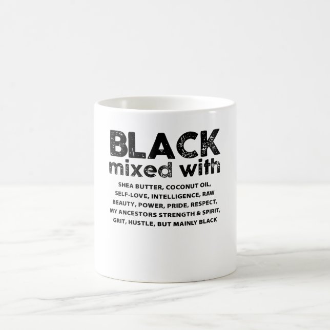 Mug Noir Mélangé Avec Funny Noir Histoire Mois Africai (Centre)