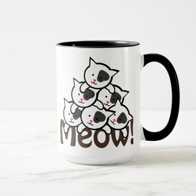 Mug Noir mignon de chat (Meow) (Droite)