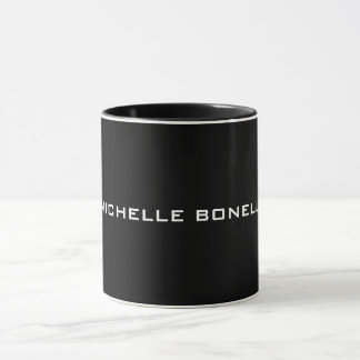 Mug Noir minimaliste Plain Moderne Votre nom