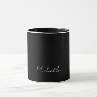 Mug Noir minimaliste Plaque moderne Nom propre Calligr