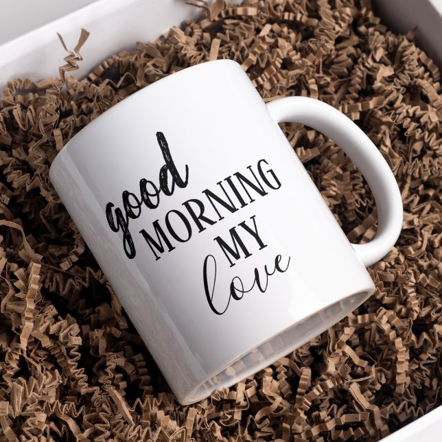 Mug Noir moderne bon matin mon amour (Créateur téléchargé)
