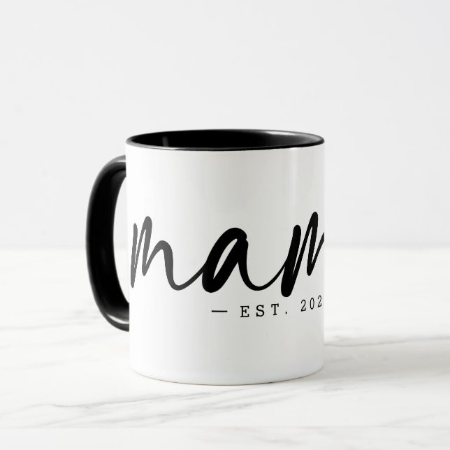 Mug Noir moderne Est, Année Texte MAMA Blanc (Devant gauche)