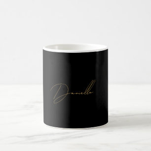 Mug Noir moderne minimaliste et or chic Nom de script