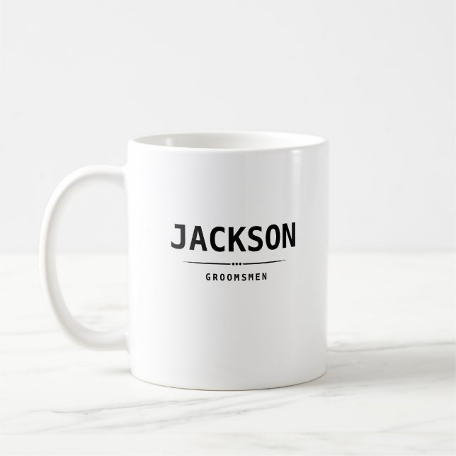 Mug Noir moderne Nom simple Groomsmen personnalisé (Gauche)