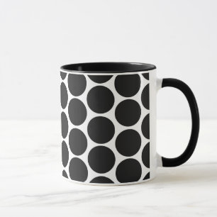 MUG NOIR MODERNE, POIS BLANCS