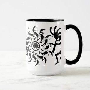 Mug Noir N Blanc Sud-Ouest Kokopelli Soleil Tribal