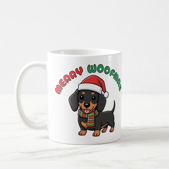 Mug noir Noël : Joyeuses Woofmas (Gauche)