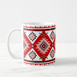 Mug Noir noir rouge, motifs ukrainiens.
