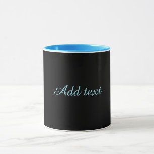 Mug Noir-noir, simplement élégant, garniture bleue,