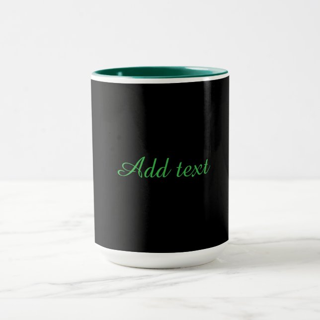 Mug Noir-noir, simplement élégant, garniture verte, (Centre)