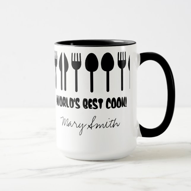 Mug Noir nommé fait sur commande du meilleur cuisinier (Droite)