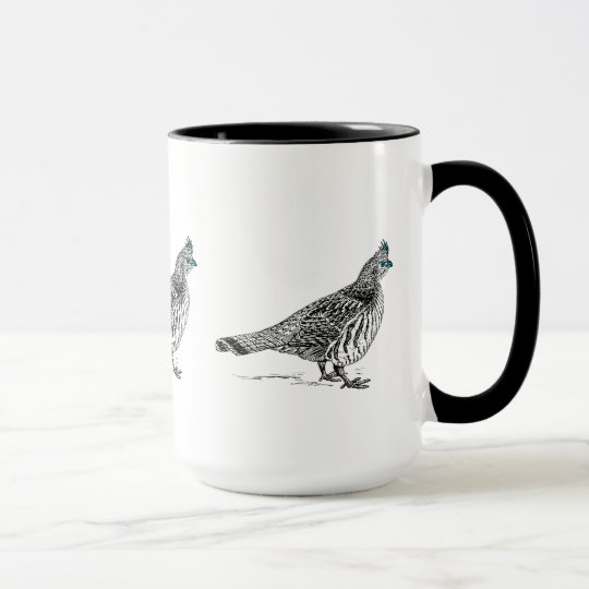 Mug Noir Oiseau De Grouse De Dessin Au Trait