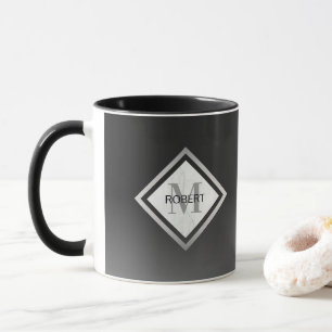 Mug Noir Ombre Marbre Argent Monogramme