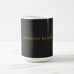 Mug Noir & Or Minimaliste Élégant Nom Personnel