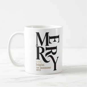 Mug Noir & or vintage merry chritsmans faveur cadeau