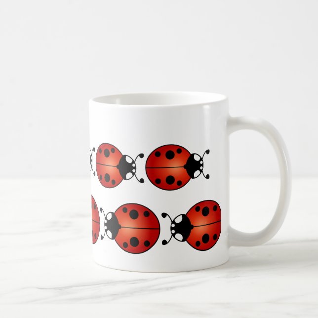 Mug Noir orange rouge de coccinelles chanceuses des (Droite)