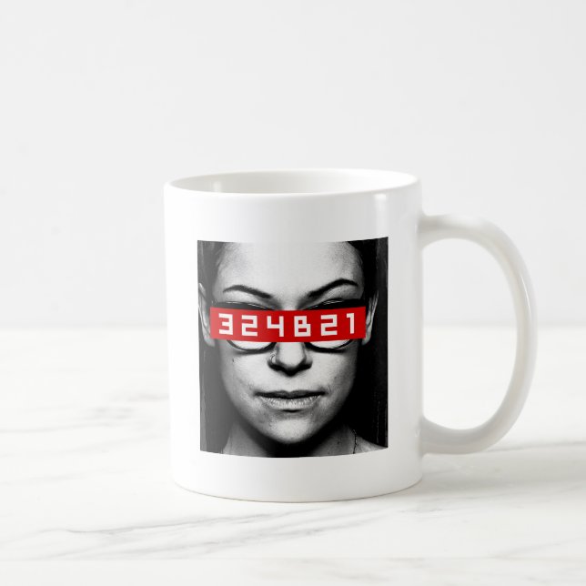 Mug Noir orphelin | Cosima - nombre d'étiquette (Droite)