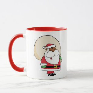 Mug Noir Père Noël avec sac de jouets