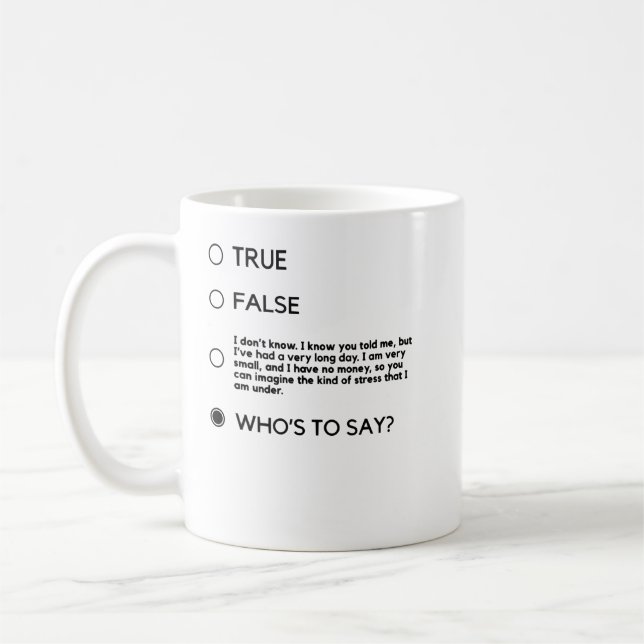 Mug Noir Pour Qui Dire John Mulaney (Logo Noir) H (Gauche)