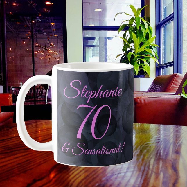 Mug Noir rose 70 et Anniversaire sensationnel (Créateur téléchargé)