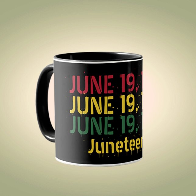 Mug Noir Rouge Vert Jaune 19 juin 1865 Junetdix (Créateur téléchargé)