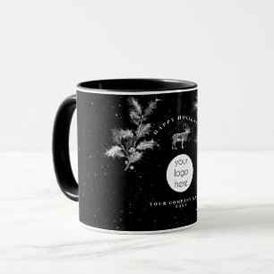 Mug Noir Rustique Blanc Vacances Affaires Logo Noël