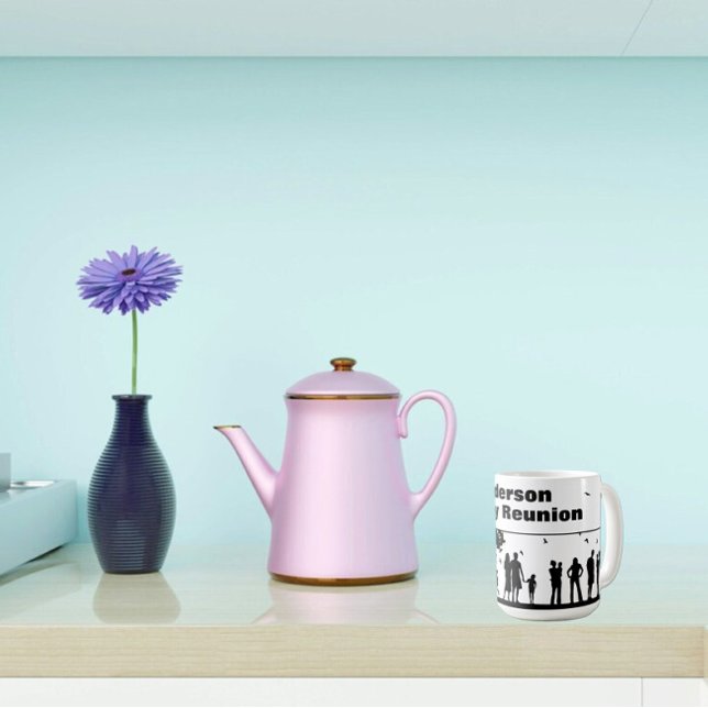 Mug Noir Silhouette Nom de la famille de réunion (Créateur téléchargé)