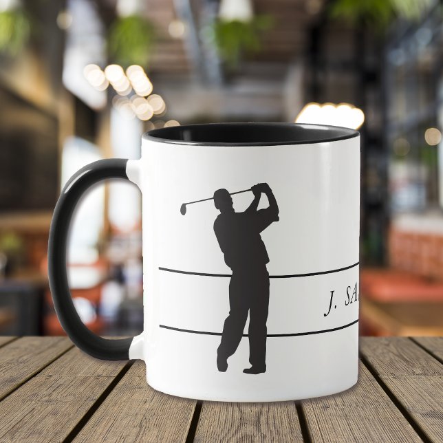 Mug Noir Silhouette Pleine Swing Golfeur (Créateur téléchargé)