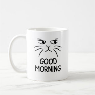 Mug Noir simple drôle amoureux des chats bonjour