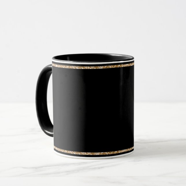 Mug Noir, sobrement élégant, doré, (Devant gauche)