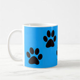 Mug Noir sur le grand empreinte de patte de chat de