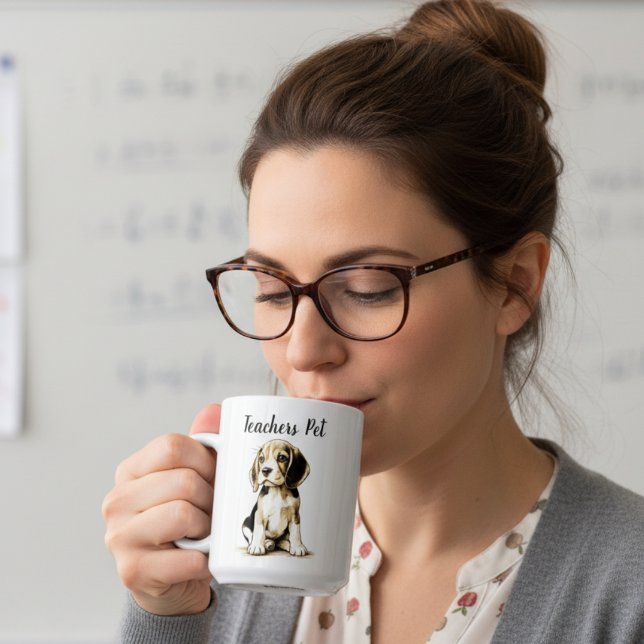 Mug Noir/Tan sur Blanc ''Le Chouchou des Enseignants'' (Créateur téléchargé)