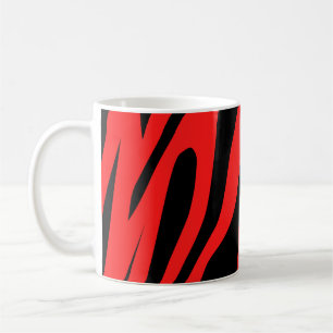 Mug Noir - Tiger rouge Motif sans couture