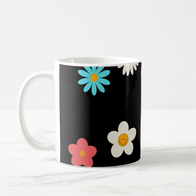 Mug Noir Y2K Fleur sauvage Bold Retro Spring Cuisine (Gauche)