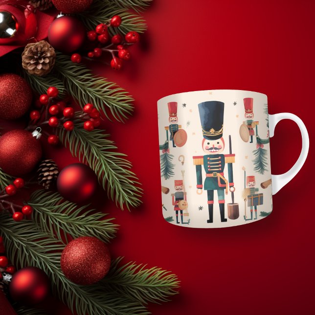 Mug Noisette Vintage Beige Festif Noël (Nutcracker Vintage Beige Festive Christmas Coffee Mug)