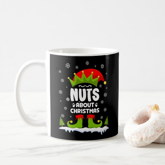 Mug Noix À propos de Noël Drôle Noël Jeu de Noël Elf C (Avec donut)
