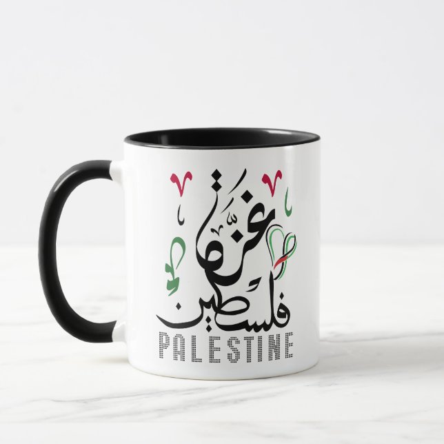 Mug Nom arabe Palestine et Gaza avec drapeau palestini (Gauche)