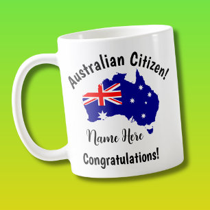 Mug NOM Australie Citoyenneté Félicitations Drapeau