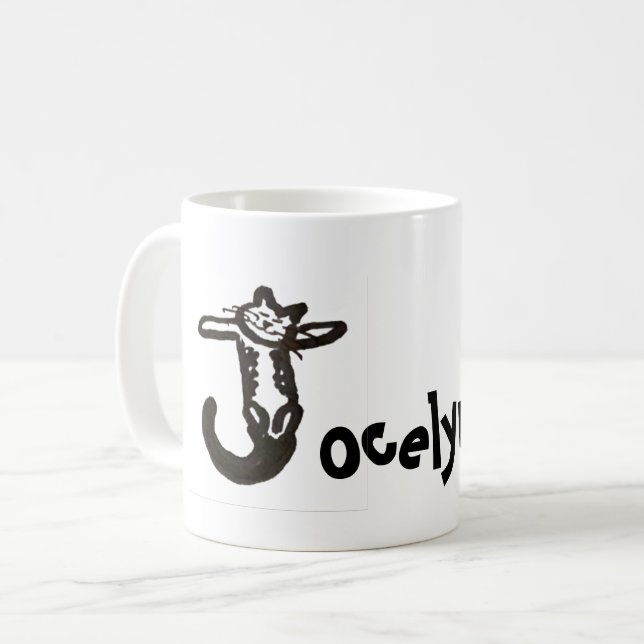 Mug - Nom avec lettre de chat initiale J (Devant gauche)