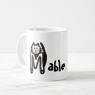 Mug - Nom avec lettre de chat initiale M